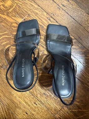 Marc Fisher Black Sandals with Clear Straps